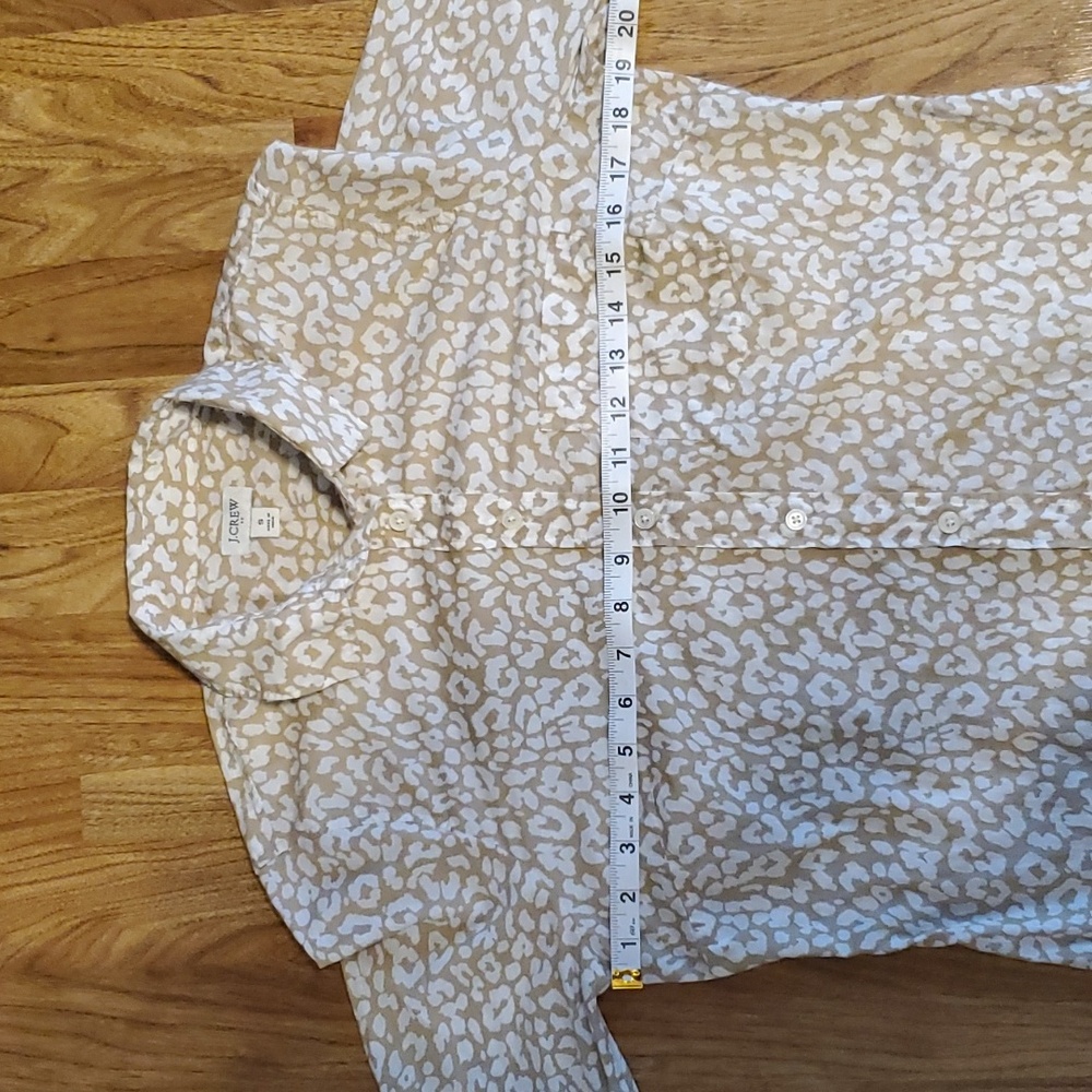 J. Crew Tan Leopard Animal Print Button Down Cotton Shirt Womens Size S - Picture 7 of 12